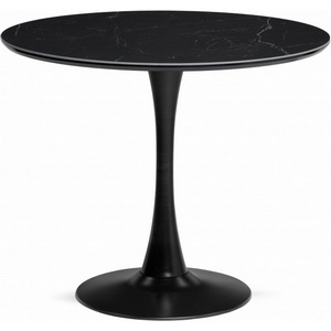 Изображение товара Кухонный стол Notta Тулип 90х74 черный мрамор/черный (Керамика) 600708 (круглая столешница)