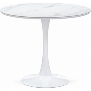 Изображение товара Кухонный стол Notta Тулип 90х74 белый мрамор/белый (Керамика) 600709 (круглая столешница)