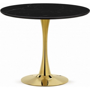 Изображение товара Кухонный стол Notta Тулип 90х73 черный мрамор/золото (Керамика) 600710 (круглая столешница)