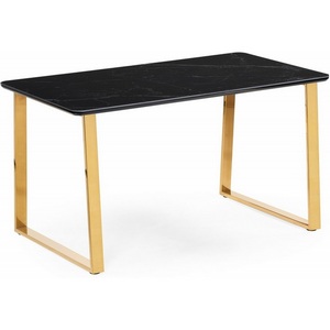 Изображение товара Кухонный стол Notta Селена 2 140х80 черный мрамор/золото (МДФ) 606404 (прямоугольная столешница, I I-образная опора)