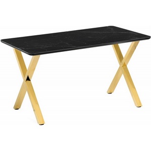 Изображение товара Кухонный стол Notta Селена 3 140х80 черный мрамор/золото (МДФ) 606405 (прямоугольная столешница, 4 ножки)