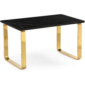 Изображение товара Кухонный стол Notta Селена 4 140х80 черный мрамор/золото (МДФ) 606406 (прямоугольная столешница, I I-образная опора)