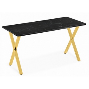 Изображение товара Кухонный стол Notta Селена 3 180х90 черный мрамор/золото (МДФ) 606413 (прямоугольная столешница, 4 ножки)