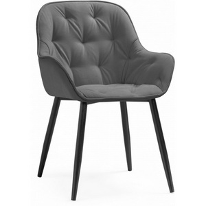 Изображение товара Обеденный стул Олму серый / черный (велюр) арт.