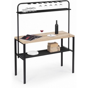 Изображение товара Барный стол с полкой Нари 120х50х171 делано/черный матовый (прямоугольная столешница, 4 ножки)