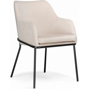 Изображение товара Обеденный стул Охаши кремовый / черный глянец (Металл, Велюр/Черный, Бежевый/Бежевый, Черный) арт.