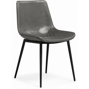 Изображение товара Стул на металлокаркасе Алеида серая экокожа / черный глянец арт.