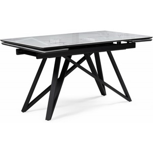 Изображение товара Стол с боковыми вставками на 8 персон стеклянный Notta Вилсон 140(200)х80 белый мрамор/черный 612172 (прямоугольная столешница, 4 ножки)