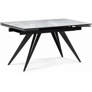 Изображение товара Стол с боковыми вставками на 8 персон стеклянный Notta Дарвин 140(200)х80 белый мрамор/черный 612177 (прямоугольная столешница, 4 ножки)