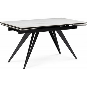 Изображение товара Керамический стол с боковыми вставками Notta Дарвин 140(200)х80 белый мрамор snow white/черный 612179 (прямоугольная столешница, 4 ножки)