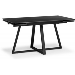 Изображение товара Керамический стол с боковыми вставками Notta Памелла 140(200)х80 черный мрамор shakespeare black/черный 612194 (прямоугольная столешница, X-образная опора)