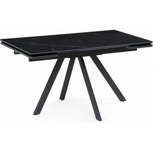 Изображение товара Кухонный стол с боковыми вставками Notta Вилли 140(200)х80х75 черный мрамор shakespeare black/черный (Керамика) 612196 (прямоугольная столешница, 4 ножки)