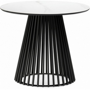 Изображение товара Кухонный стол Notta Нэнси 90х90х75 белый мрамор/черный (Керамика) 612876 (круглая столешница, О-образная опора)