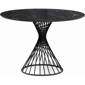 Изображение товара Кухонный стол Notta Вивиен 90х90х75 черный мрамор shakespeare black/черный (Керамика) 612879 (круглая столешница, О-образная опора)