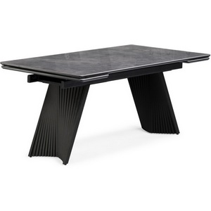 Изображение товара Кухонный стол с боковыми вставками Notta Вейв 160(220)х89х75 серый мрамор baolai/черный (Керамика) 612881 (прямоугольная столешница, 2 ножки)