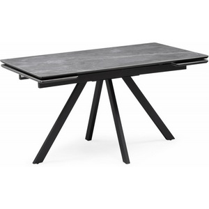 Изображение товара Керамический стол с боковыми вставками Notta Вилли 140(200)х80 серый мрамор larka grey/черный 612898 (прямоугольная столешница, 4 ножки)