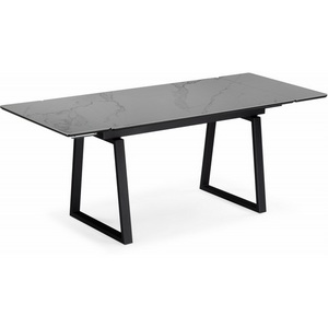Изображение товара Керамический стол с боковыми вставками Notta Джек 140(200)х80 серый мрамор larka grey/черный 612901 (прямоугольная столешница, I I-образная опора)