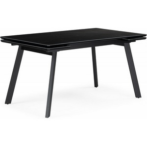 Изображение товара Керамический стол с боковыми вставками Notta Норман 140(200)х80 черный мрамор shakespeare black/черный 612902 (прямоугольная столешница, 4 ножки)