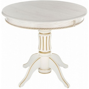 Изображение товара Стол вставка-бабочка деревянный Павия молочный/золото патина (круглая столешница, 4 ножки)