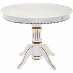 Изображение товара Стол вставка-бабочка деревянный Павия 100 молочный/золотая патина (круглая столешница, 4 ножки)