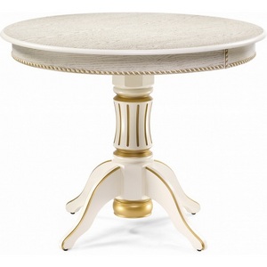 Изображение товара Стол вставка-бабочка деревянный Павия 100 крем/золотая патина (круглая столешница, 4 ножки)