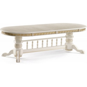 Изображение товара Стол с вставкой деревянный Кассиль крем/золотая патина (овальная столешница, 4 ножки)
