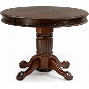 Изображение товара Стол вставка-бабочка на 8 персон деревянный Альфред орех/коричневая патина (круглая столешница, 4 ножки)