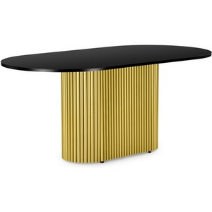 Изображение товара Кухонный стол Notta Барон О 160 х 90 черная пленка шагрень / золотые ноги