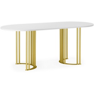 Изображение товара Кухонный стол Notta Хьюго О 180 х 90 белая шагрень пленка / золотые ноги