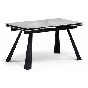 Изображение товара Кухонный стол Маунт 140x80 белый мрамор / черный