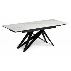 Изображение товара Кухонный стол Notta Блэкберн 140(200)х80 белый мрамор snow white / черный