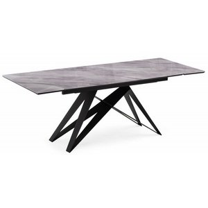 Изображение товара Кухонный стол Notta Блэкберн 140(200)х80 кристл серый мрамор / черный