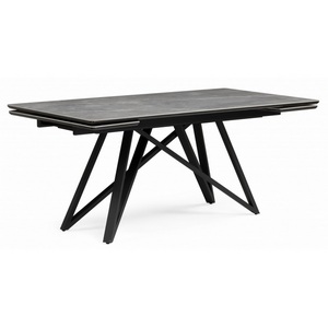 Изображение товара Кухонный стол Notta Вилсон 140(200)х80 серый мрамор larka grey / черный