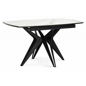 Изображение товара Керамический стол Риполь 160(205)х89 белый мрамор snow white / черный 625965