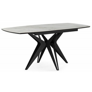 Изображение товара Керамический стол Риполь 160(205)х89 белый с прожилками gilt white / черный 625969