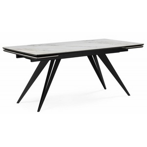 Изображение товара Кухонный стол Notta Дарвин 160(220)х89 белый с прожилками gilt white / черный