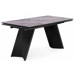 Изображение товара Кухонный стол Notta Вейв 140(200)х80 кристл серый мрамор / черный