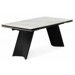 Изображение товара Кухонный стол Notta Вейв 160(220)х89 белый с прожилками gilt white / черный