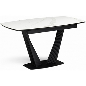 Изображение товара Керамический стол Вейл 160(205)х89 белый мрамор snow white / черный 626055