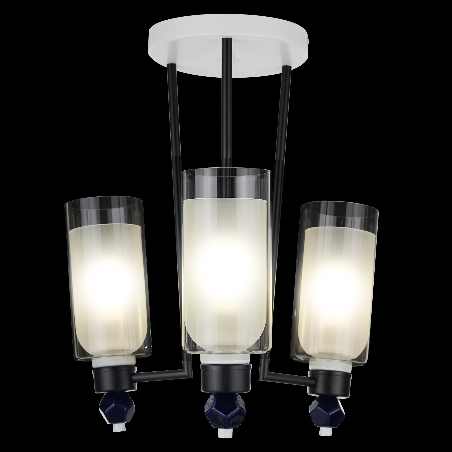 Изображение товара Потолочная люстра на штанге 33 Идеи CHN902.03.WH17.WBL-M16TR стиль модерн 3 плафона белый и черный