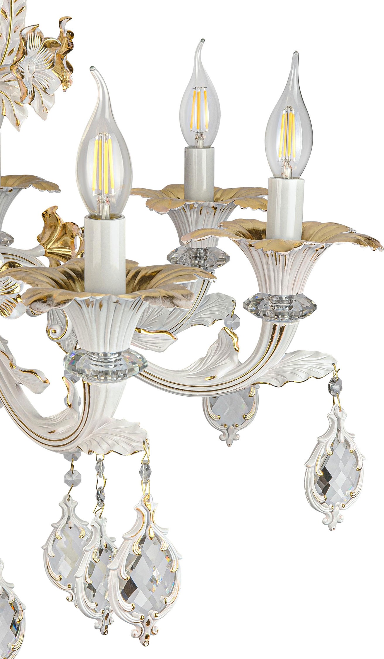 Изображение товара Подвесная люстра AM Group CLEOPATRA SP8 WH+GL классическая с свечами 80 см