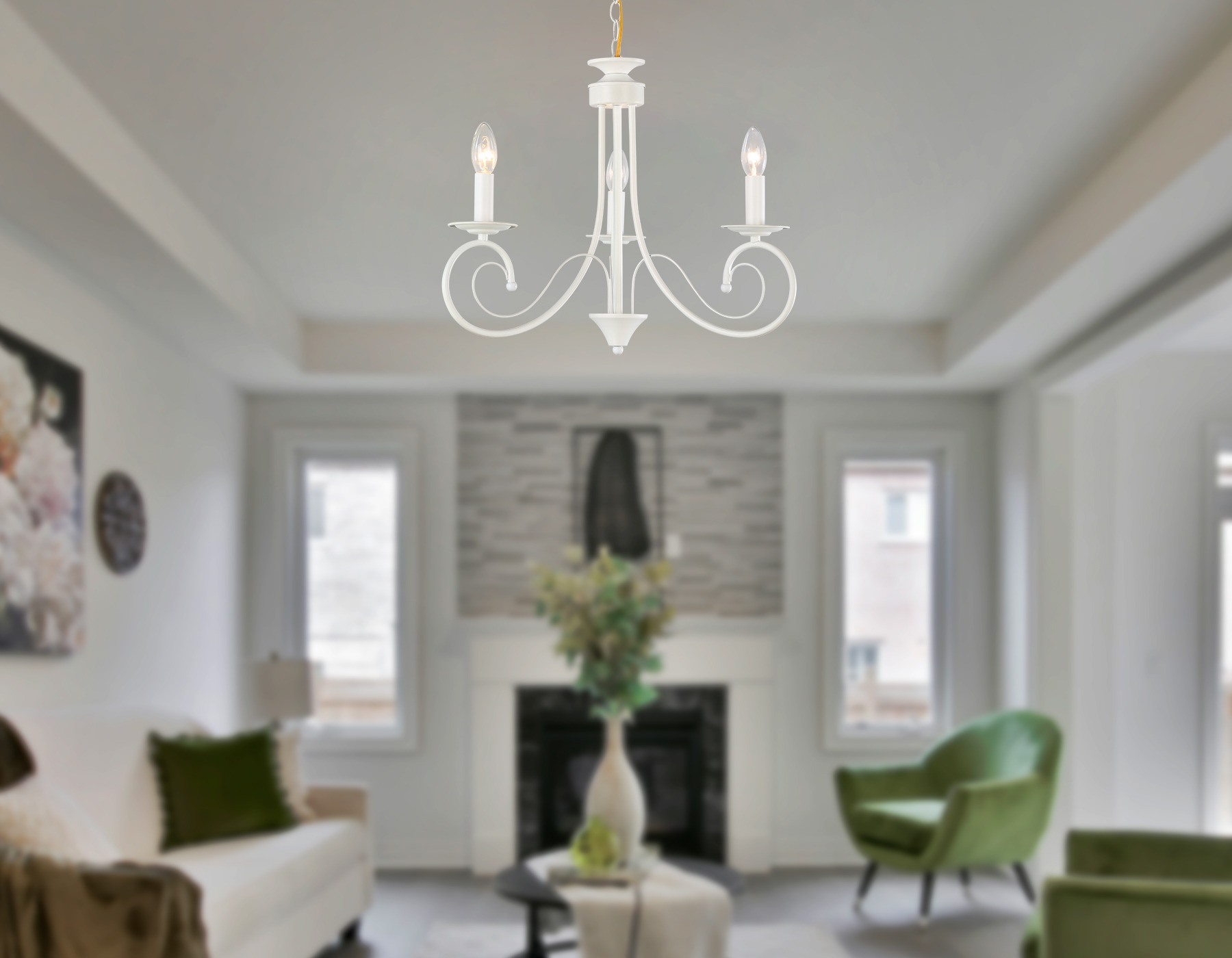 Изображение товара Подвесная люстра Ambrella Modern TR9605 белая классическая с регулировкой высоты