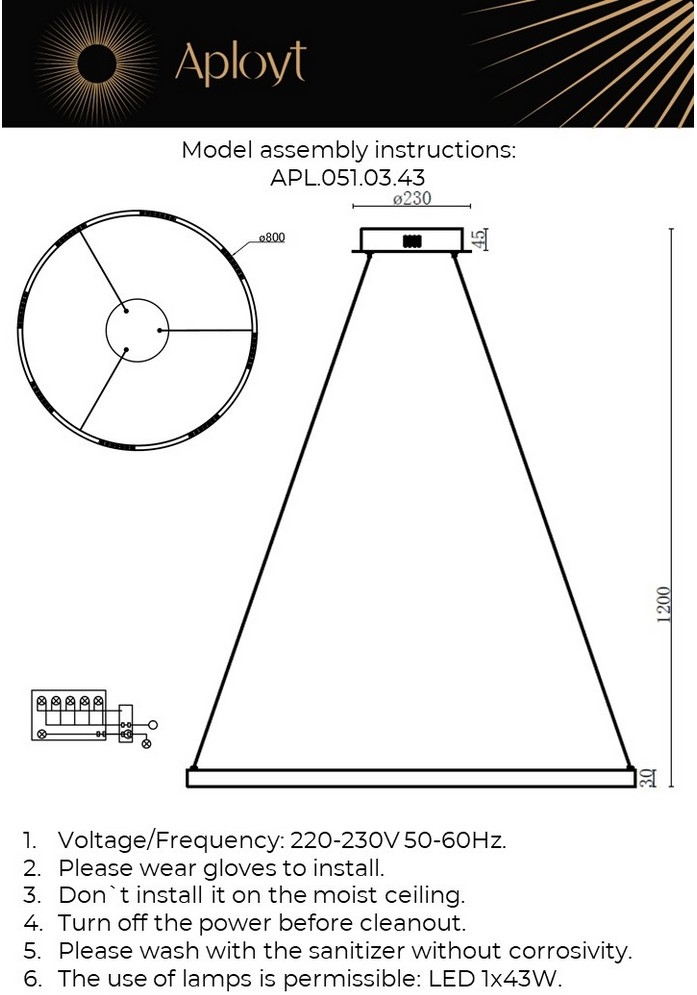 Изображение товара Подвесной светильник LED кольцо Aployt Noella APL.051.03.43 современный дизайн