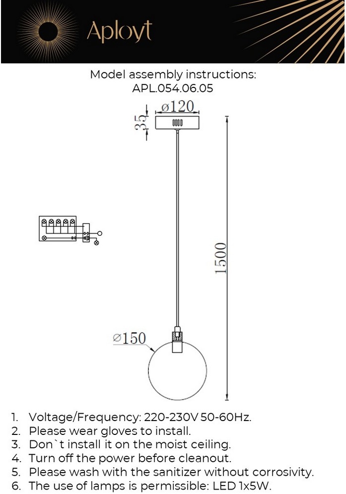 Изображение товара Подвесной светильник LED Aployt Frederik APL.054.06.05