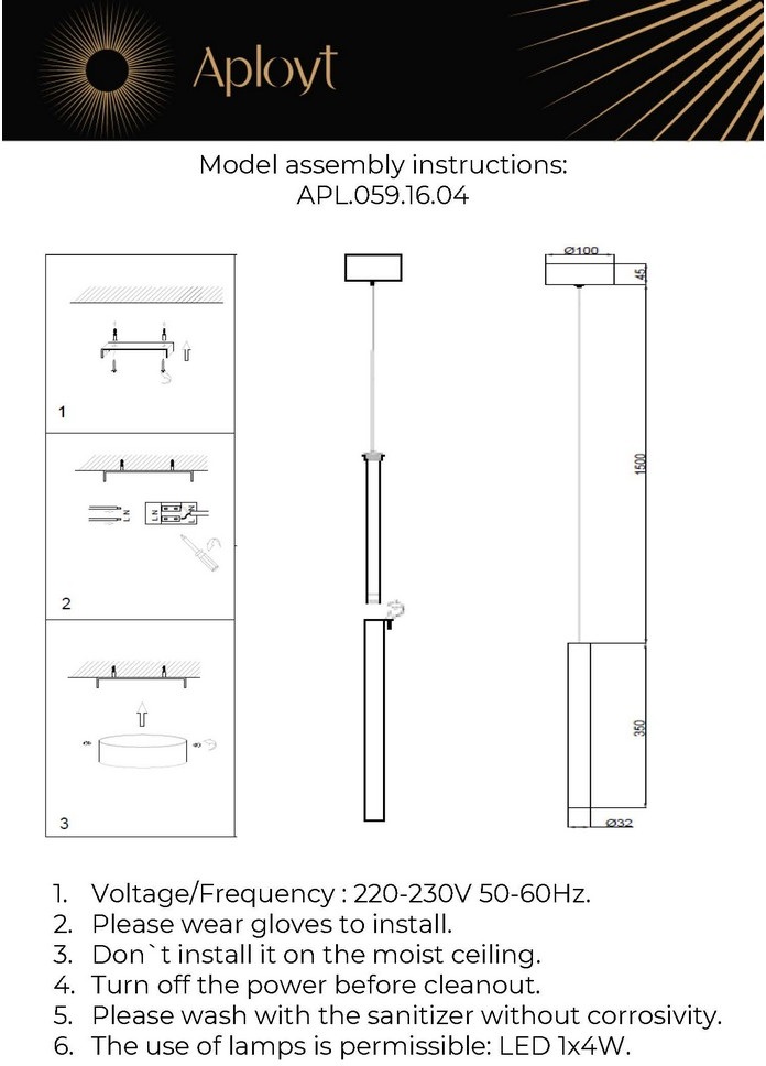 Изображение товара Подвесной светильник LED Aployt Silveyn APL.059.16.04 в стиле модерн