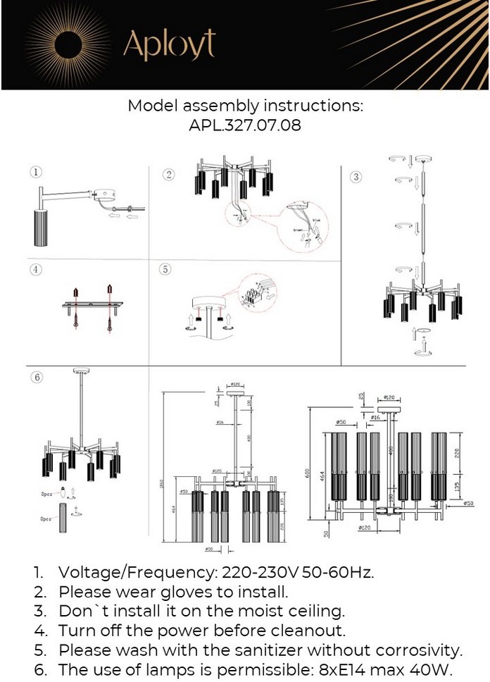 Изображение товара Потолочная люстра на штанге Aployt Kasia APL.327.07.08