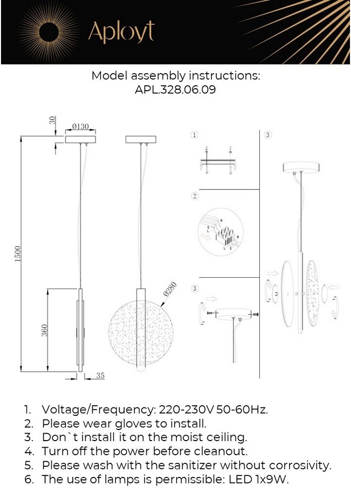 Изображение товара Подвесной светильник LED Lorentayn APL.328.06.09 в современном стиле