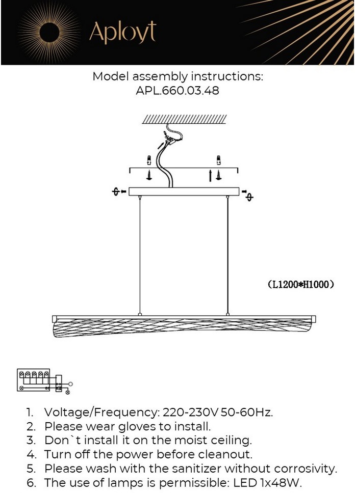 Изображение товара Подвесной светильник LED Aployt Klemens APL.660.03.48 современный стиль высокое качество