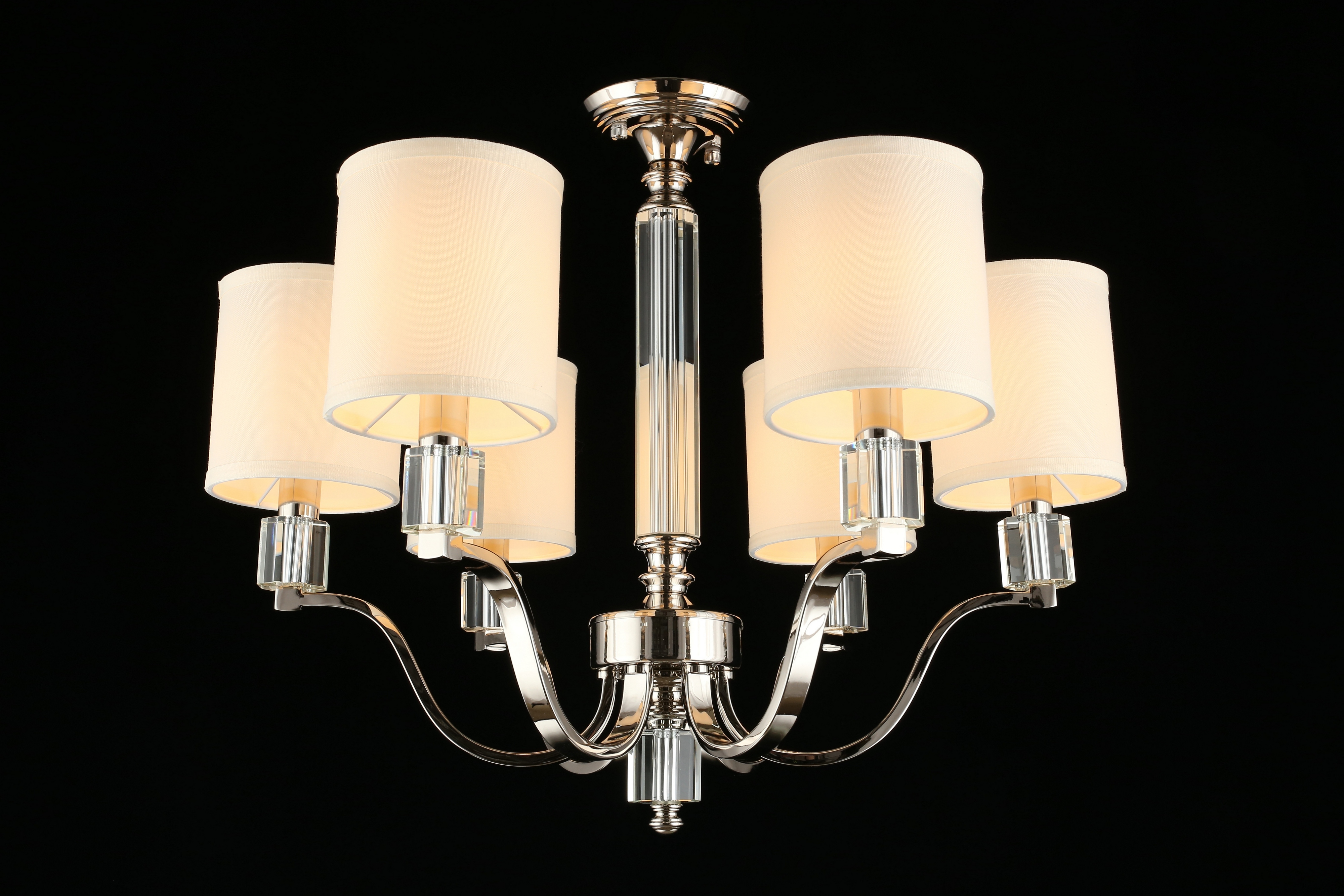 Изображение товара Потолочная люстра Aployt Ivet APL.706.07.06 с хрусталем и тканевыми абажурами