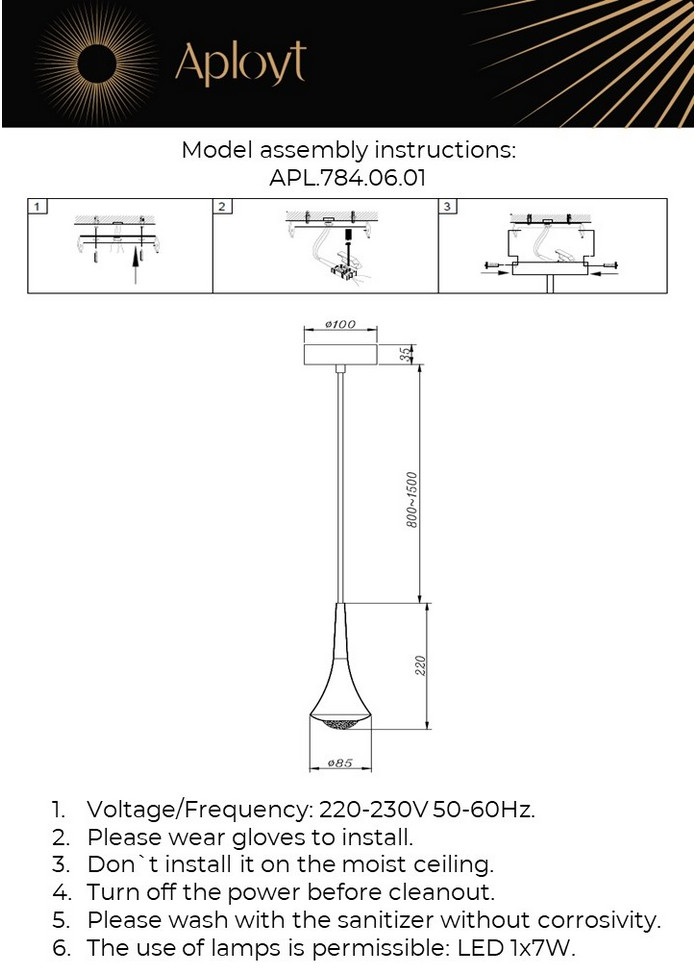 Изображение товара Подвесной светильник LED Aployt Agas APL.784.06.01